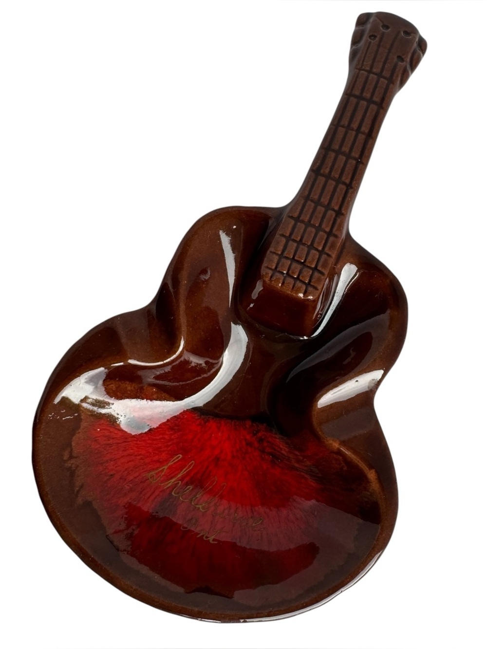Vintage Drip Glaze Ceramic Guitar Ashtray Trinket Tray Mancave Gift Made Canada